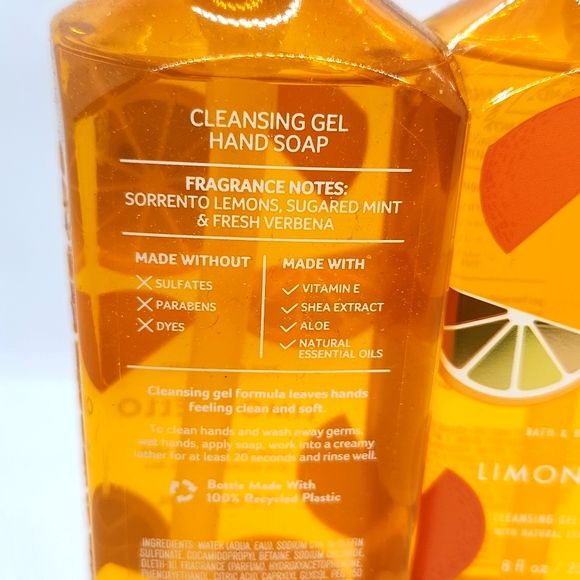 NEW Bath & Body Works Sale Limoncello Cleansing Gel Hand Soap x2 - Picture 3 of 3